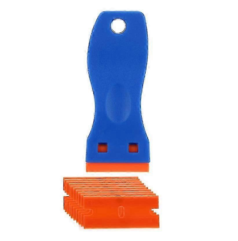 Multipurpose Plastic Scraper Non-Scratch Scraper Tool Kits Window Glass Paint Scraper Car Sticker Remover with 10 Plastic Razor Blade