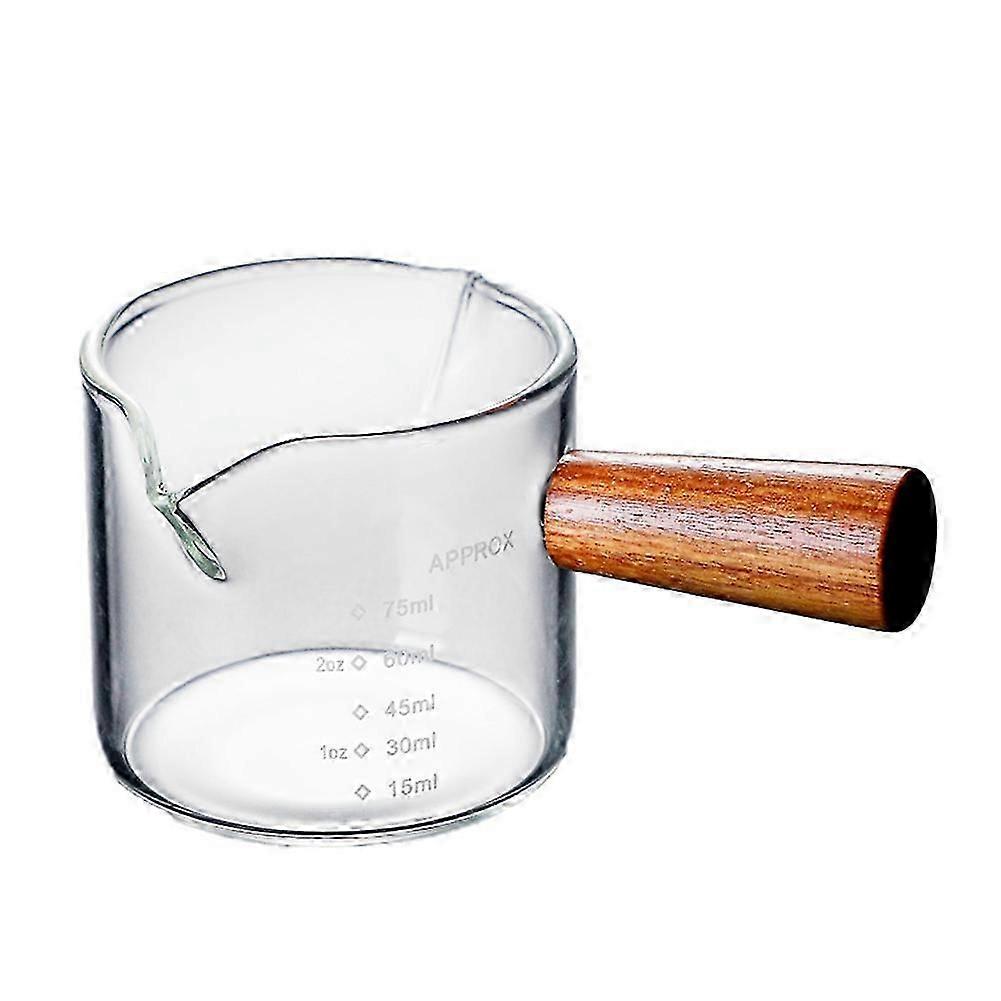 Colored Espresso Shot Glass Double Spouts, Measuring Triple Pitcher Milk Cup with 2 Spouts