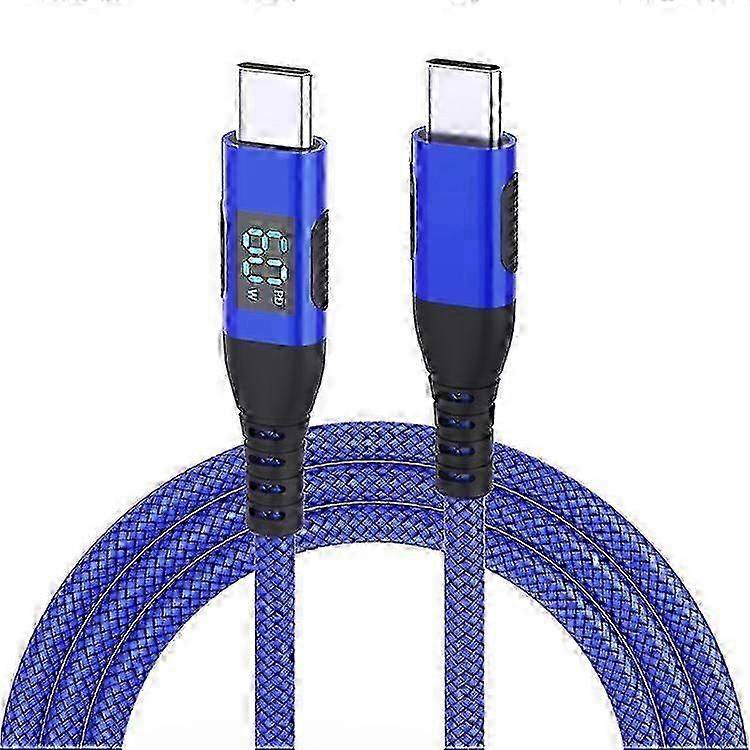 3m USB-C to USB-C Cable Digital Display 3A / 20V 60W Fast Charging Braided Data Cord for Smartphones Tablets