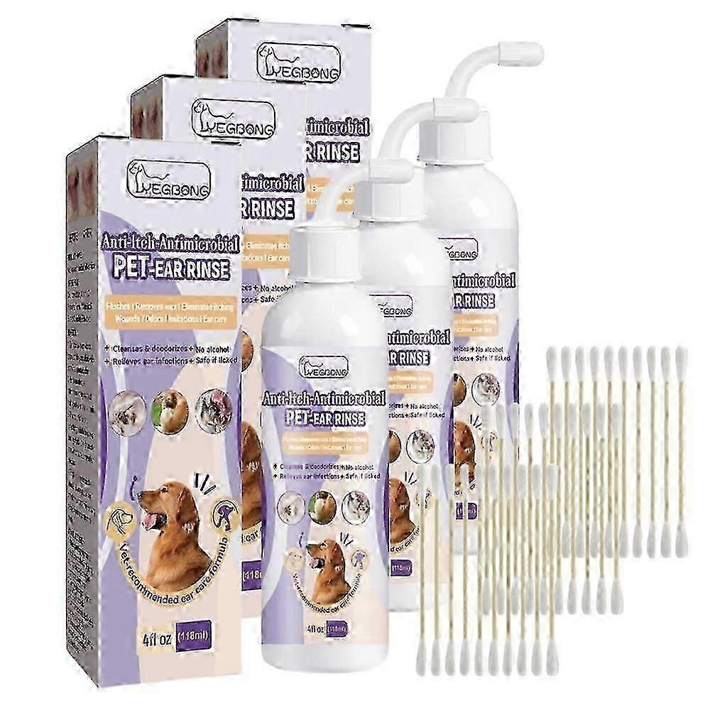 Čistič uší pre psov, liečba infekcií uší pre psy a mačky, odstraňuje zápach z uší, odstraňuje ušný maz, upokojuje svrbenie a zápaly v ušiach 118 ml