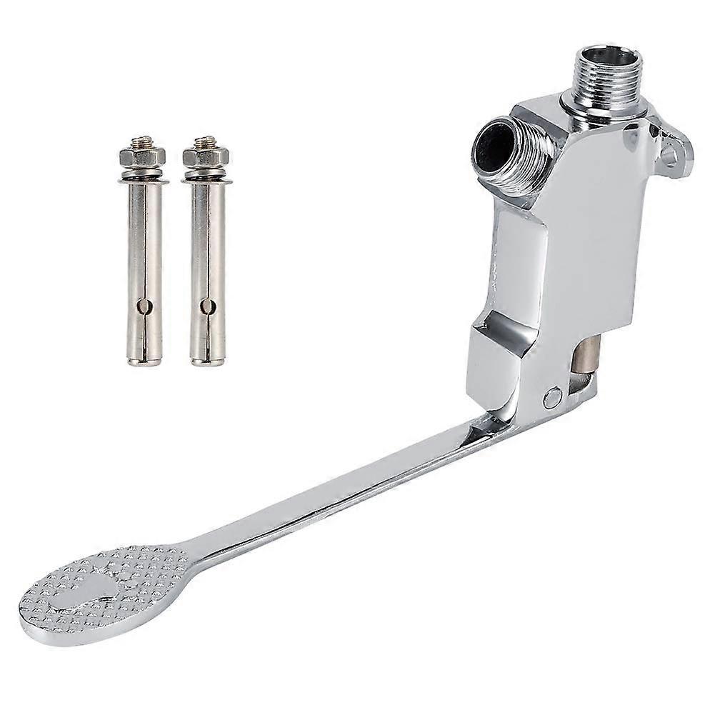 G1/2 Thread Copper Floor Mount Foot Pedal Valve, 360 Degree Rotation, Plated Finish, Bathroom Basin Faucet Control