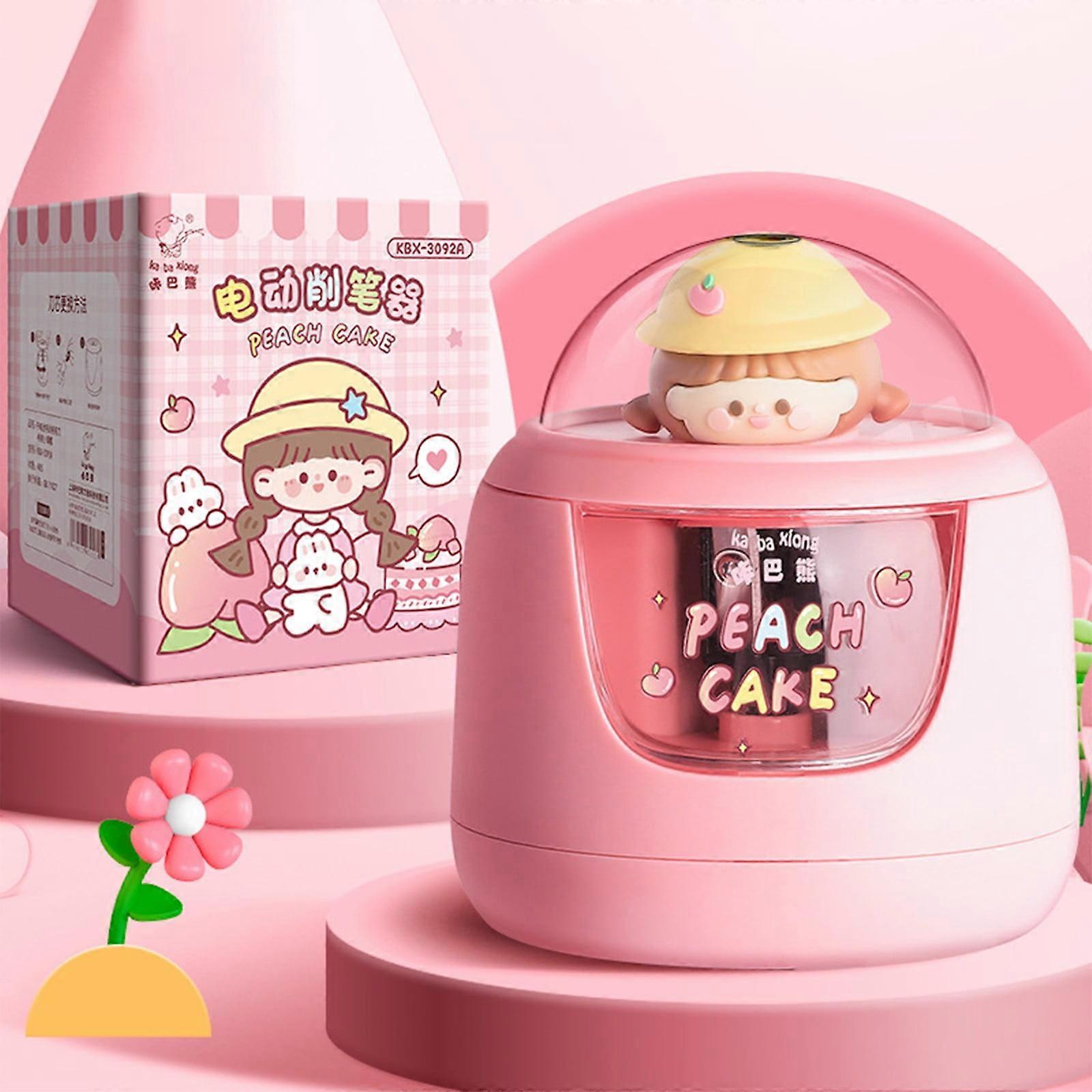 Staron Mini Pencil Sharpener (Pink), Automatic Electric Sharpener for Kids, Cute Multifunctional Pencil Sharpener for School Students