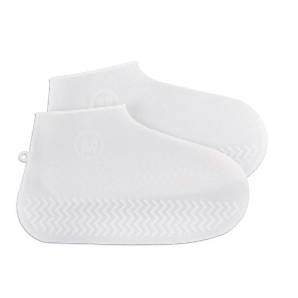 1ペアの防雨靴プロテクターシリコーン靴カバー屋外用耐久性のある靴スリーブサイズSホワイト