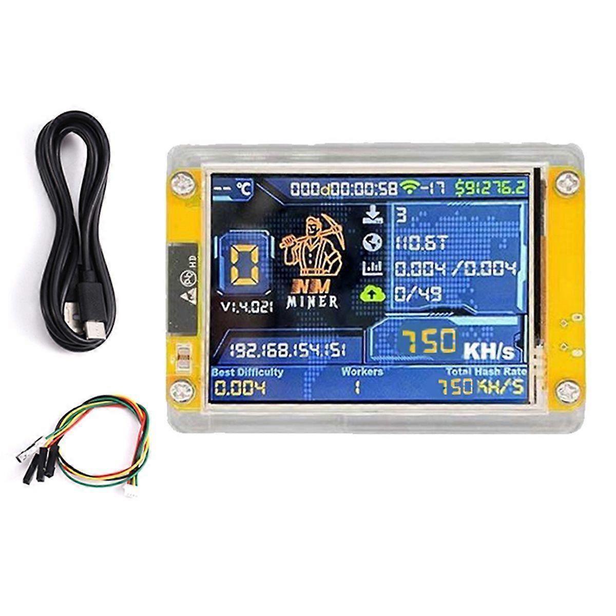 753KH/S NMMiner NerdMiner Upgraded Harshrate 2.4 Inch Smart Display Bitcoin Crypto Solo Lottery Min