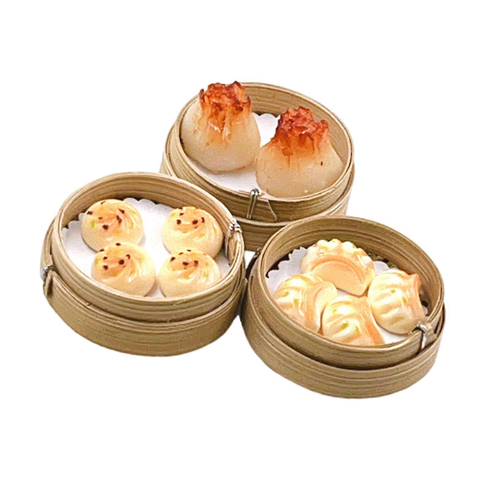 Simulation Miniature Chinese Dim Sum Model Figure Scene Display Accessories Doll House Kitchen Props 1/12 Scale Decors Multicolor
