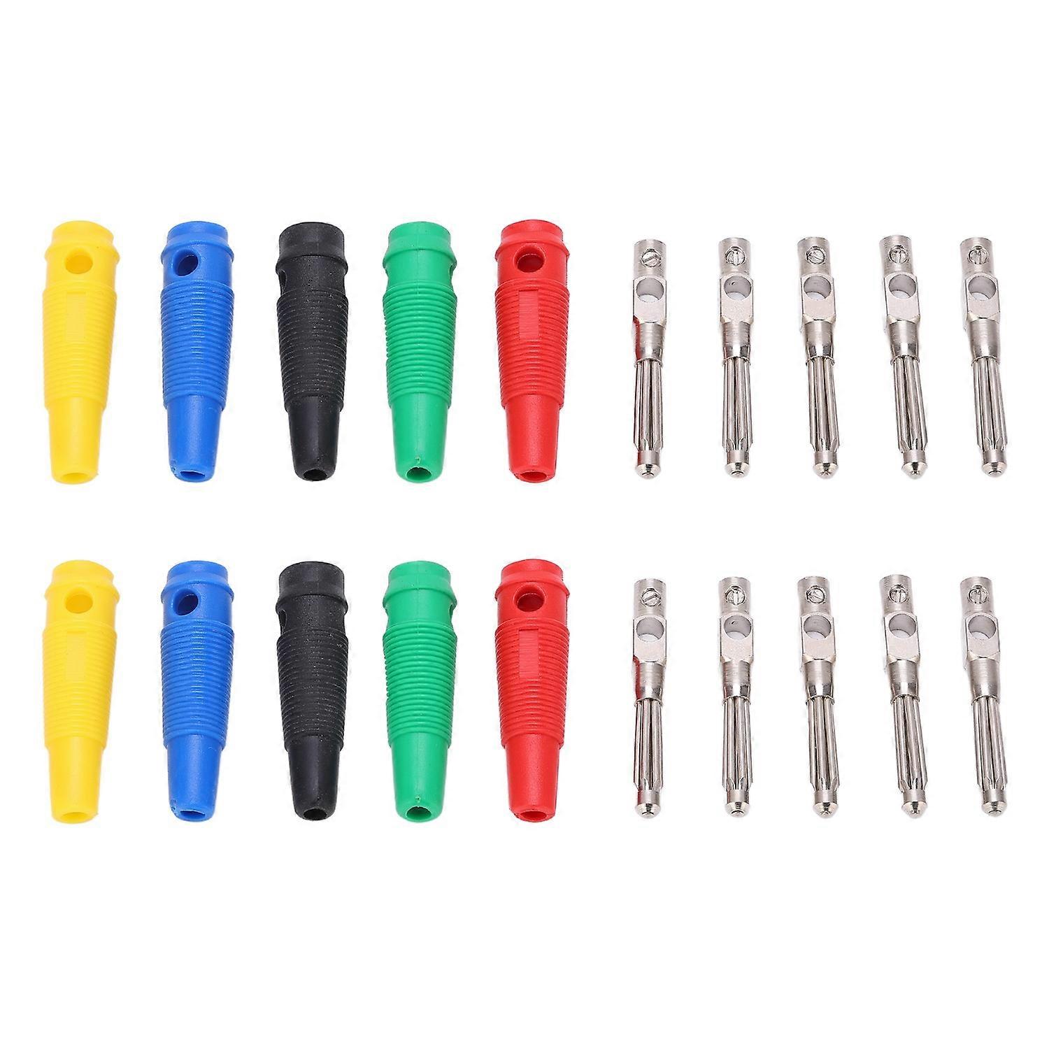 10Pack 4mm 7 Pin Banana Plug 1000V 32A Stackable Banana Plug Male Connector with Soft Sleeve for Aud