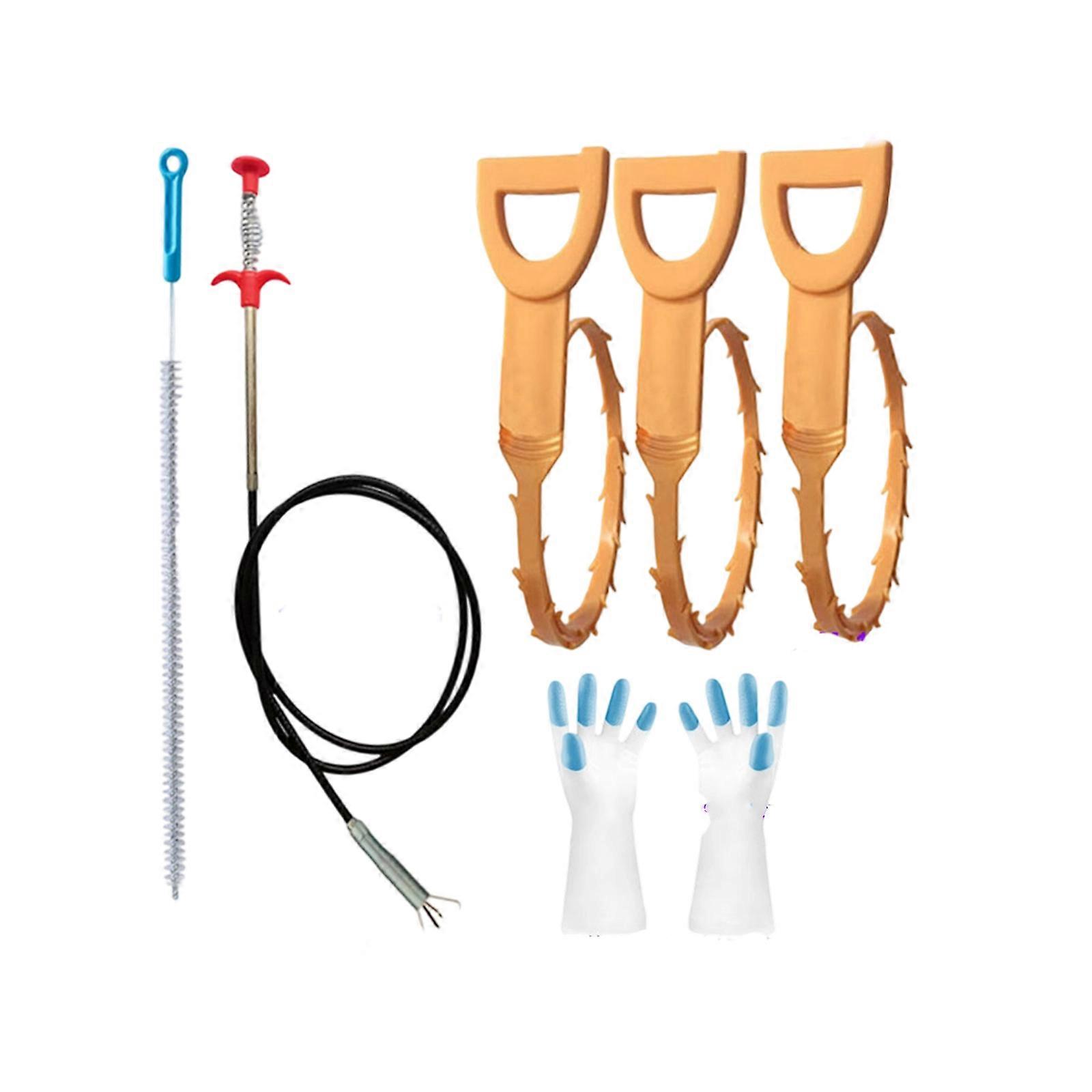 Ergonomic Pipe Unclogger Set D Shaped Head For Tight Space 280g Lightweight Design Safe None Toxic Materials Drainage Maintenance Tool Multicolor