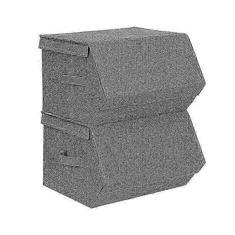 2-Piece Stackable Fabric Storage Bins - Magnetic Closure Organizers with Handles