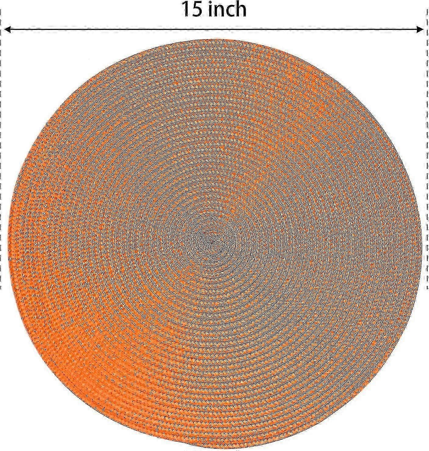 Geflochtene orangefarbene Tischsets, 6er-Set, waschbar für Esstisch