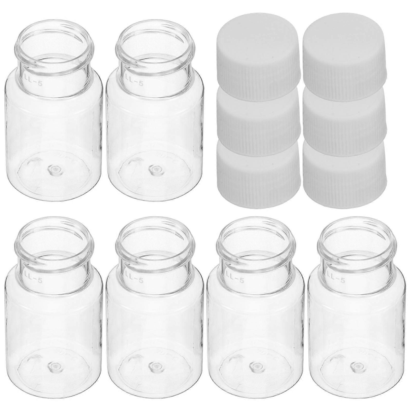 Transparent Plastic Medicine Containers for Storage 6Pcs with Caps