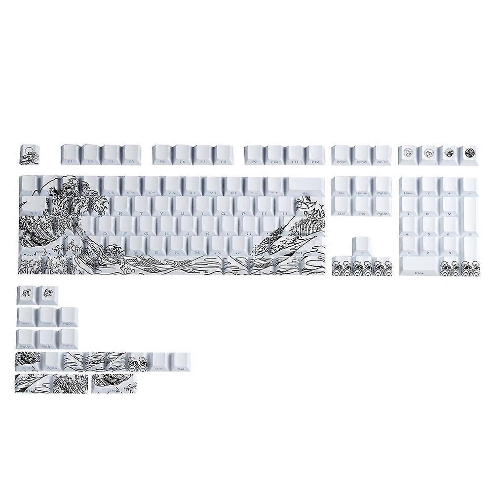Ukiyo-E Gradient Keycap PBT Side Carving Semi Transparent for 60/84/98/108 Mechanical Keyboard White