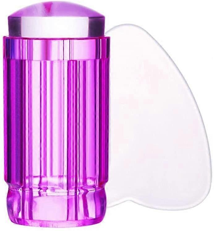 Transparent Jelly Nail Art Stamper Kit with Scraper for Precise Design Transfer – Purple Silicone