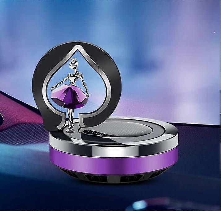 Solar Powered Rotating Car Air Freshener Aromatherapy Diffuser with Elegant Ballet Design Purple