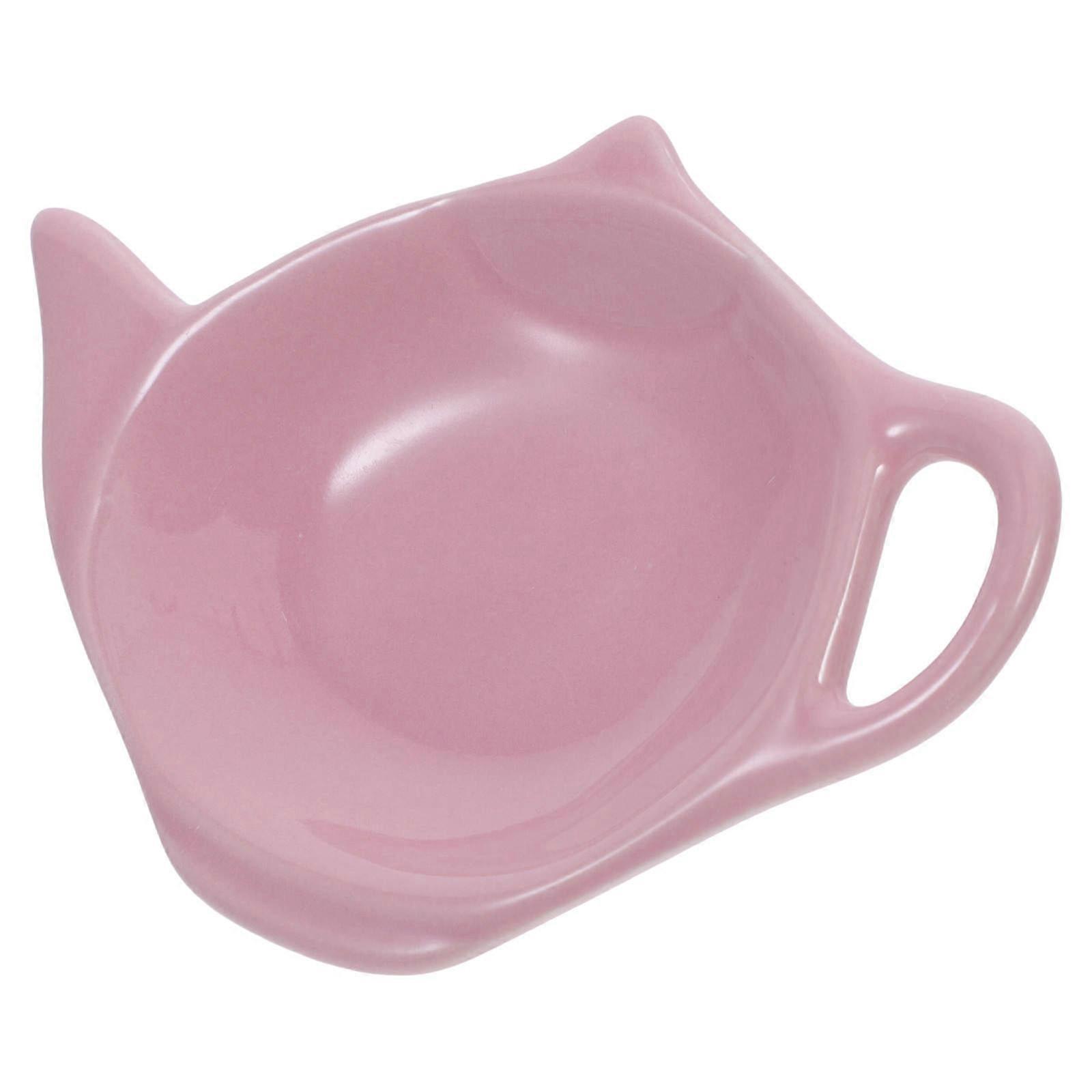 Tea Bag Organizer Teapot Shaped Ceramic Plate for Storage Pink