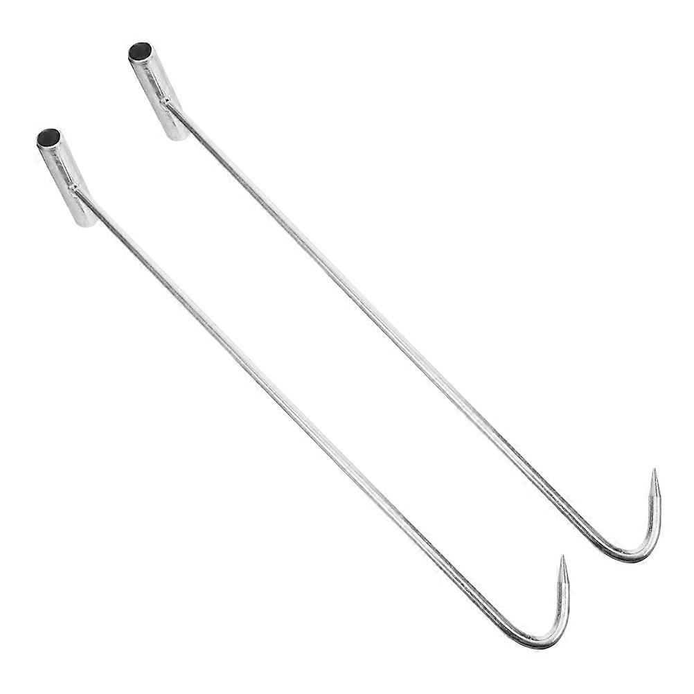 Silver Manhole Cover Hook Iron for Door Lifting 2Pcs Heavy Duty Tool