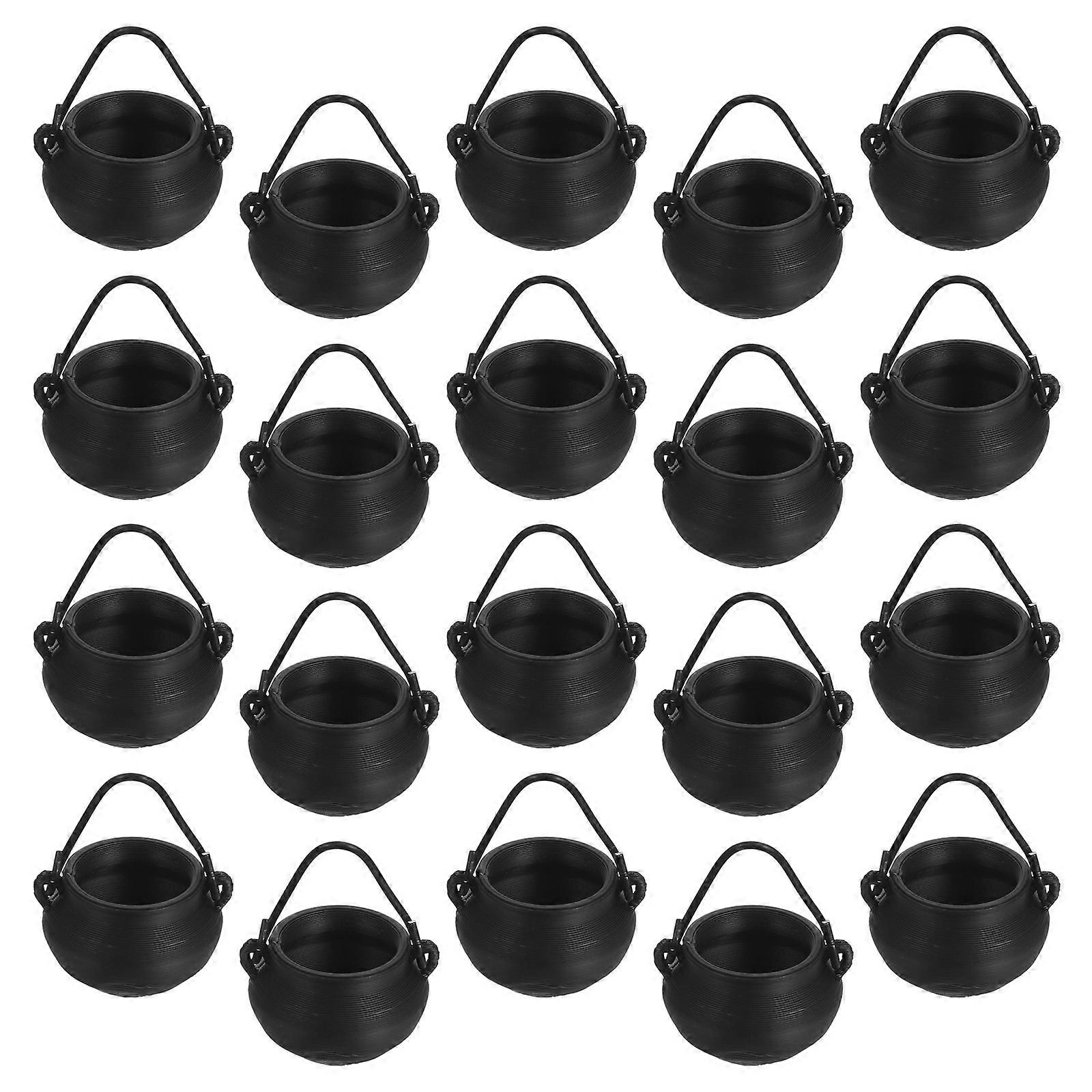 Halloween Black Cauldron Plastic Pots for Ornaments 20Pcs Set