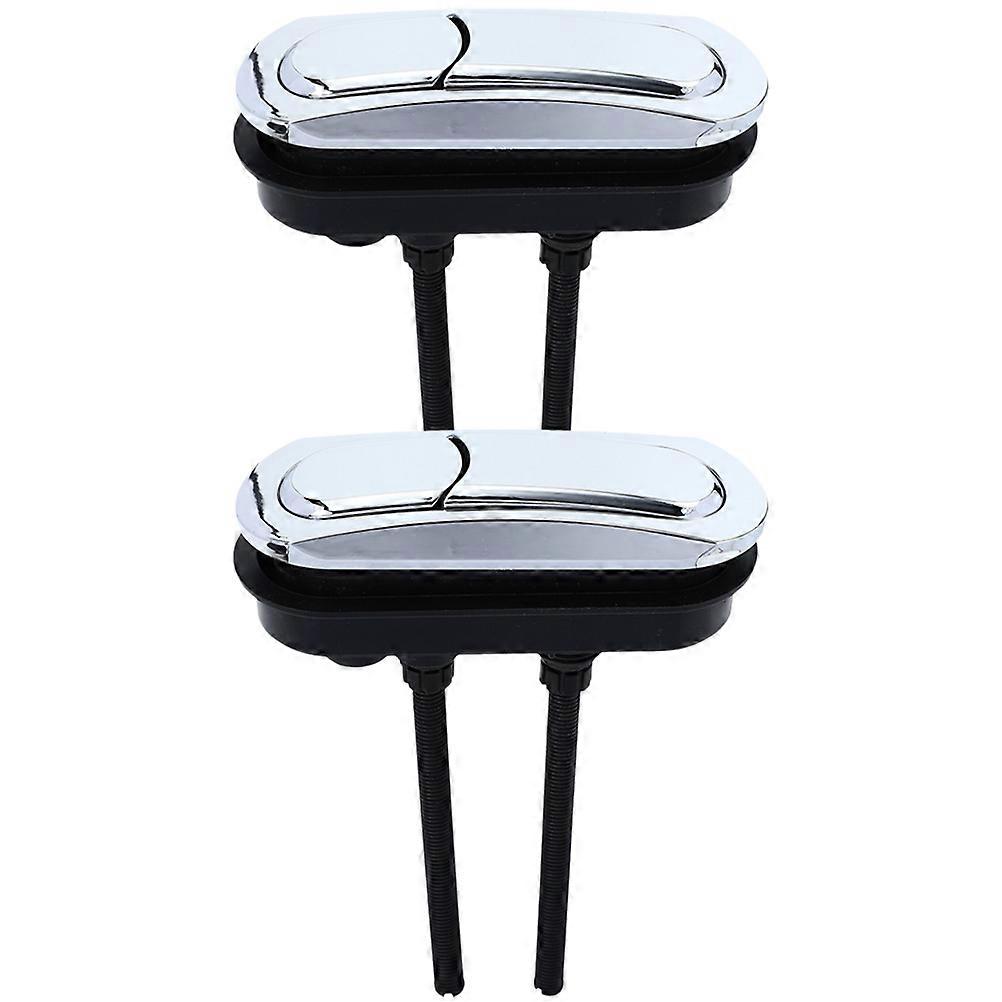 Plastic Toilet Button Bathroom Use Multi-layer Electroplating Process 15.3X11.5CM Easy to Disassemble and Assemble 2Pcs