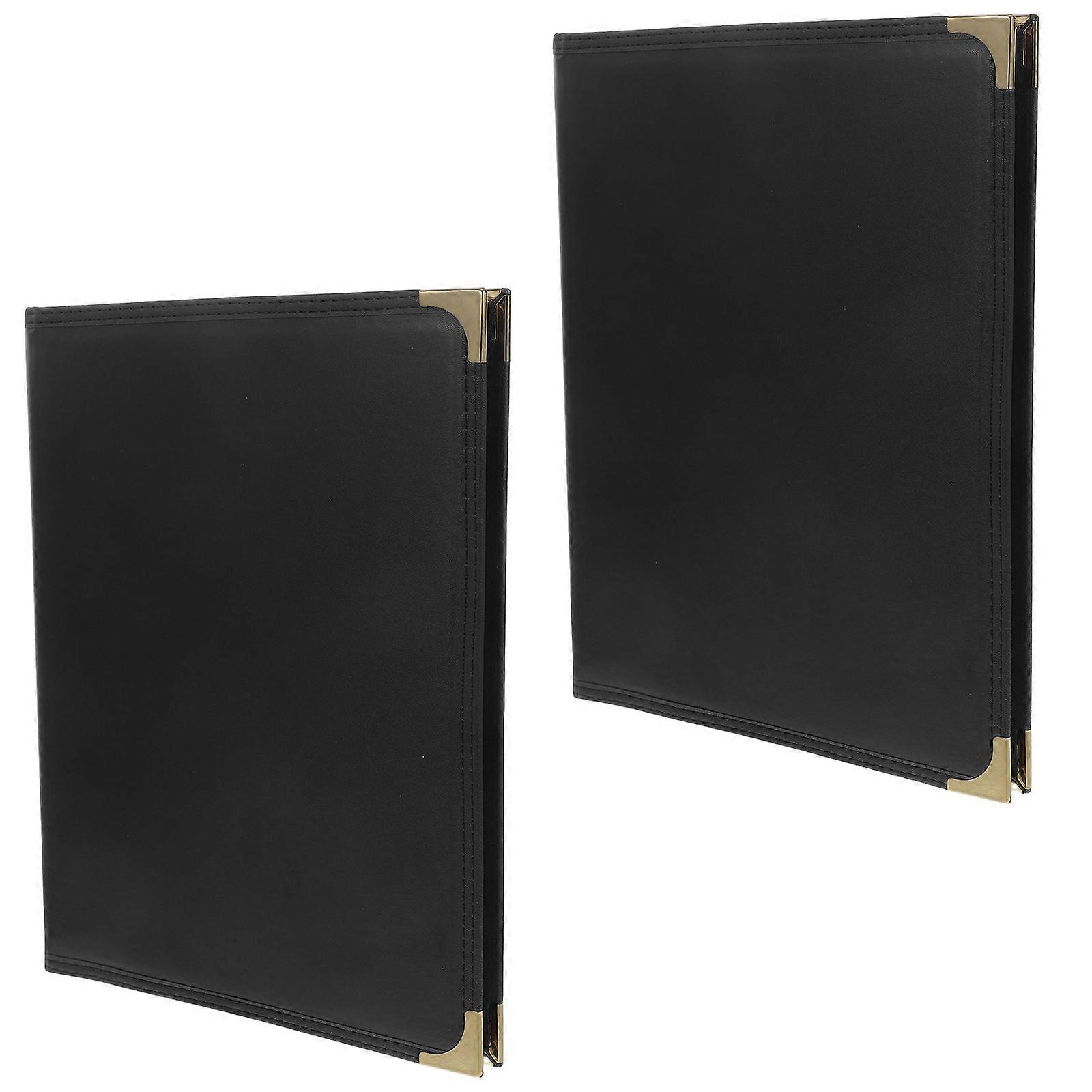 Faux Menu Holder with Clear 3 Pages Replaceable Menu Folder for Restaurant Coffee Bar Pub Easy Viewing