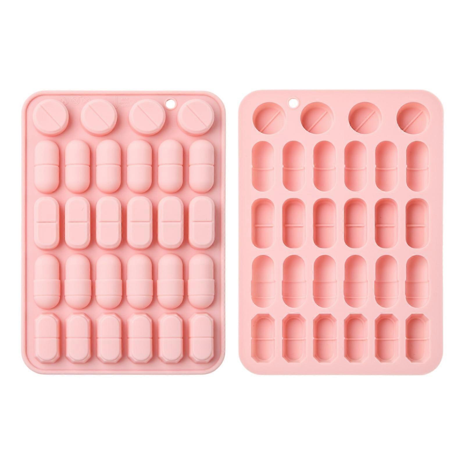 2 Pcs Pill Shaped Silicone Candy Mold for Chocolate Ice Cubes Cake Soap and Dessert Making