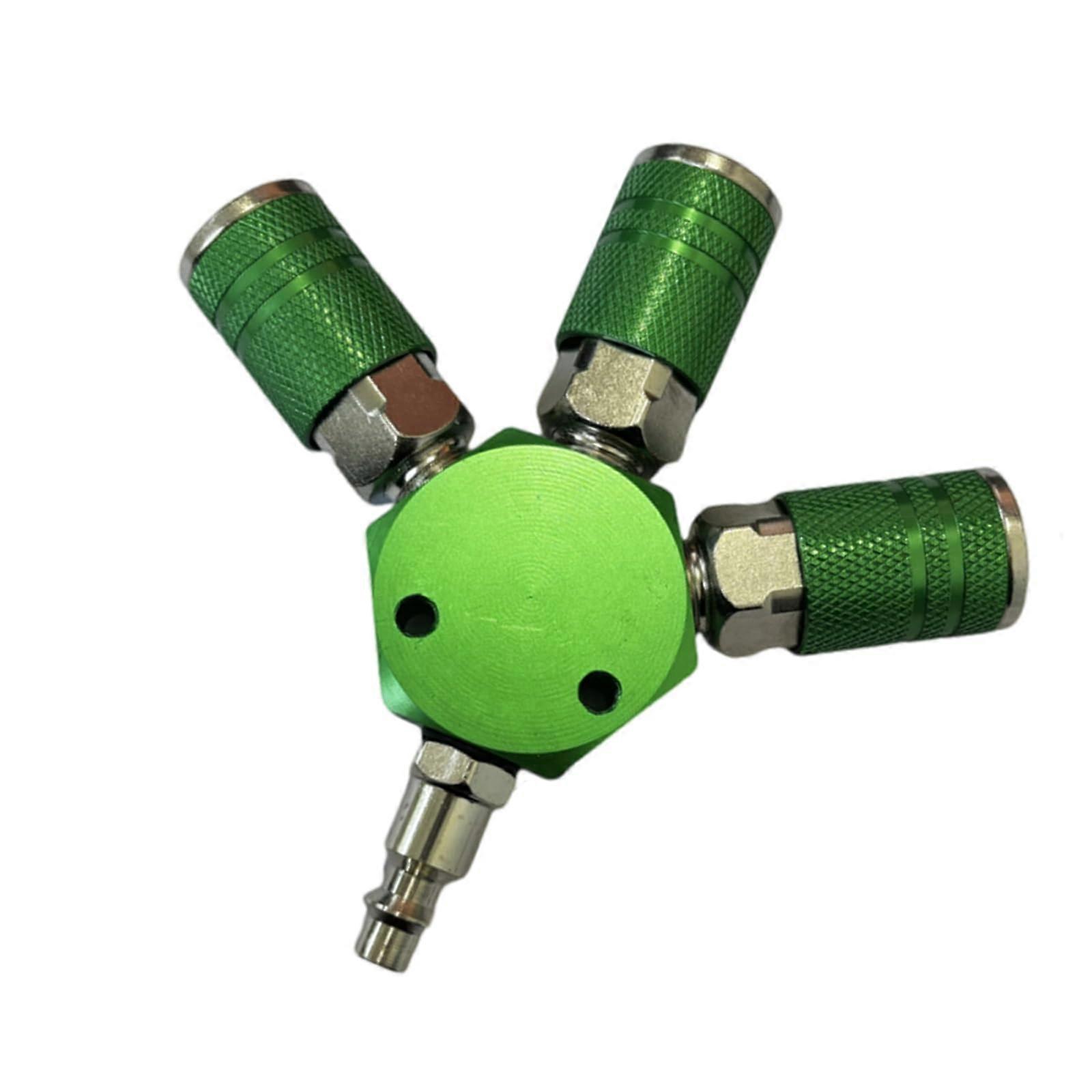 3 Way Air Hose Splitter with Pneumatic Quick Connect Coupler for Air Compressor, Green