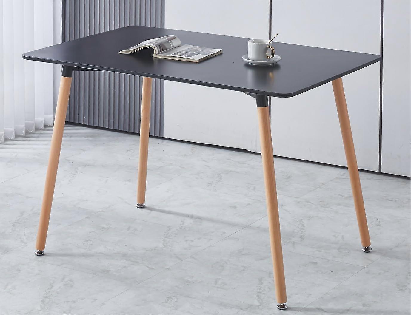 Modern Dining and Coffee Table with Sturdy Metal Legs, Matte Black MDF , Easy Assembly