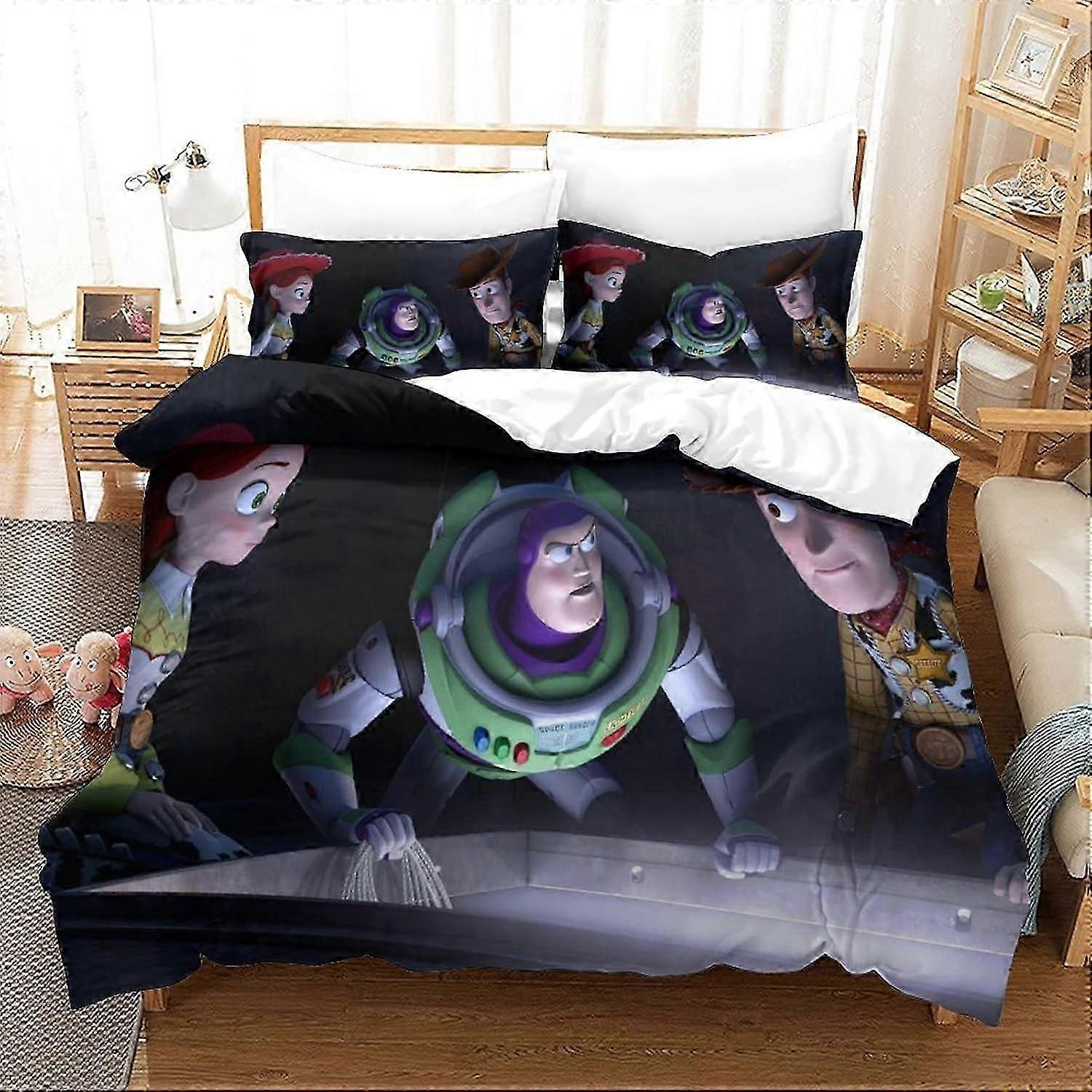 Bedding Single Bed Set Toy Story Printed Single Size Bedding Sets Super Soft Microfiber Duvet Covers with Zipper with Pillowcases Hypoallergenic 140x2