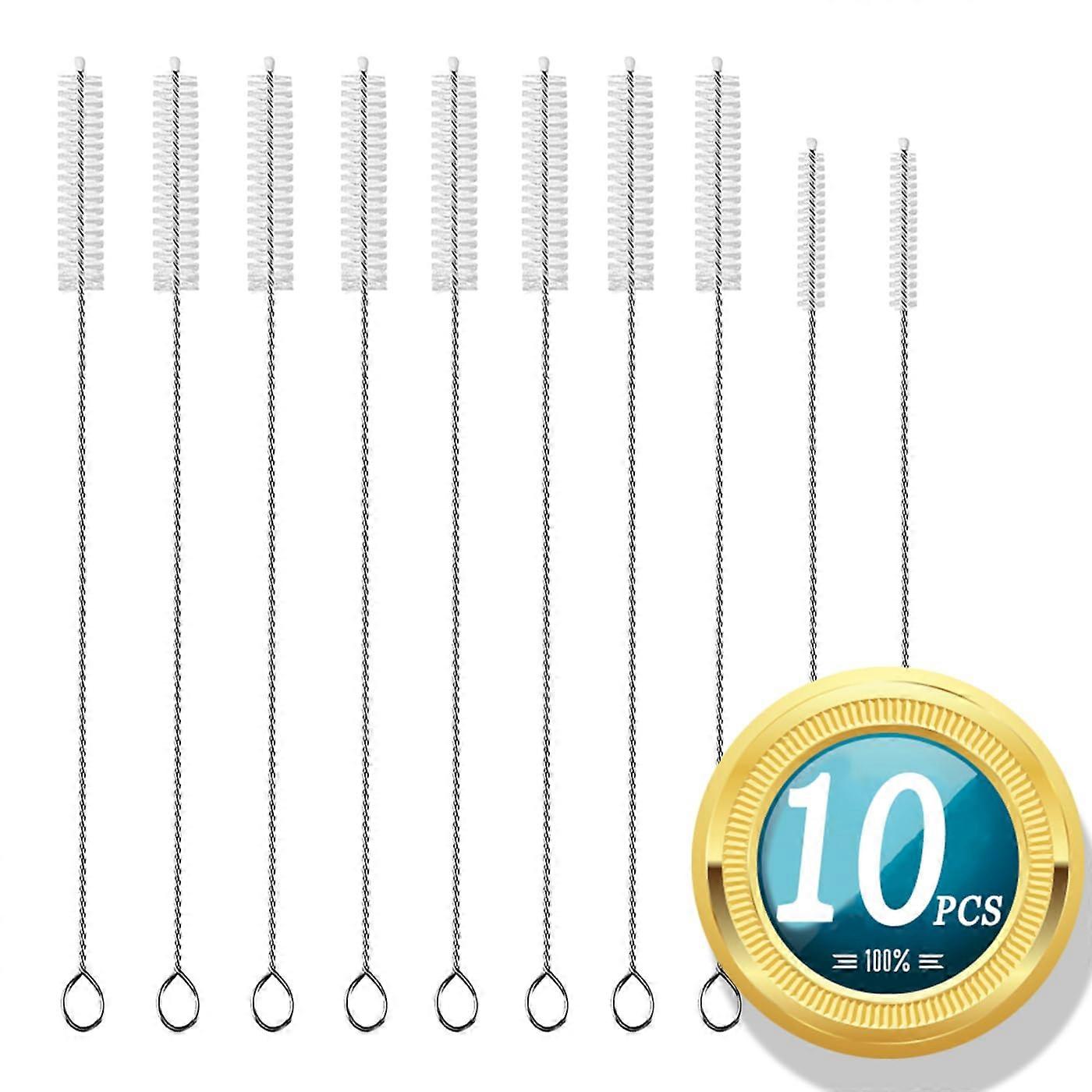 10Piece Cleaning Brush Set with Long Straw and Pipe Brushes, Multi Size, Dishwasher Safe