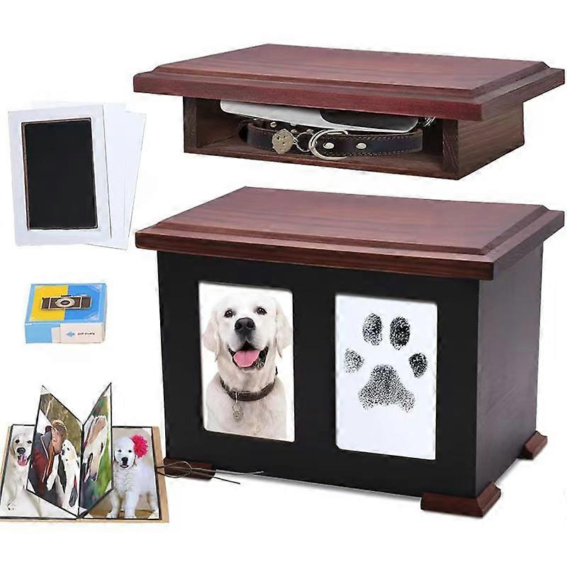 Solid wood pet urn with photo frame