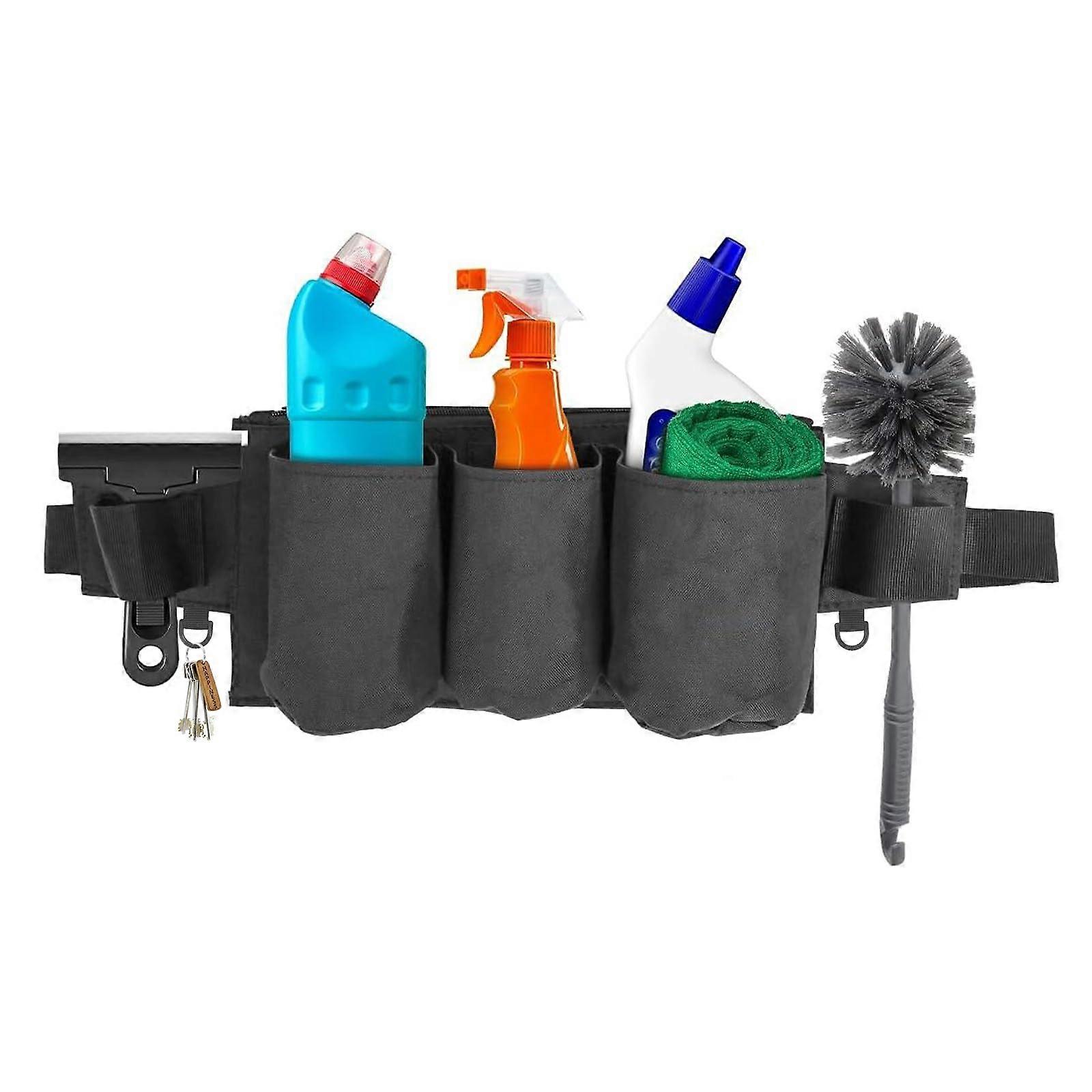 Cleaning Tool Belt Waist Apron with Multiple Pockets and Deep Bottle Holders for Cleaning and Gardening