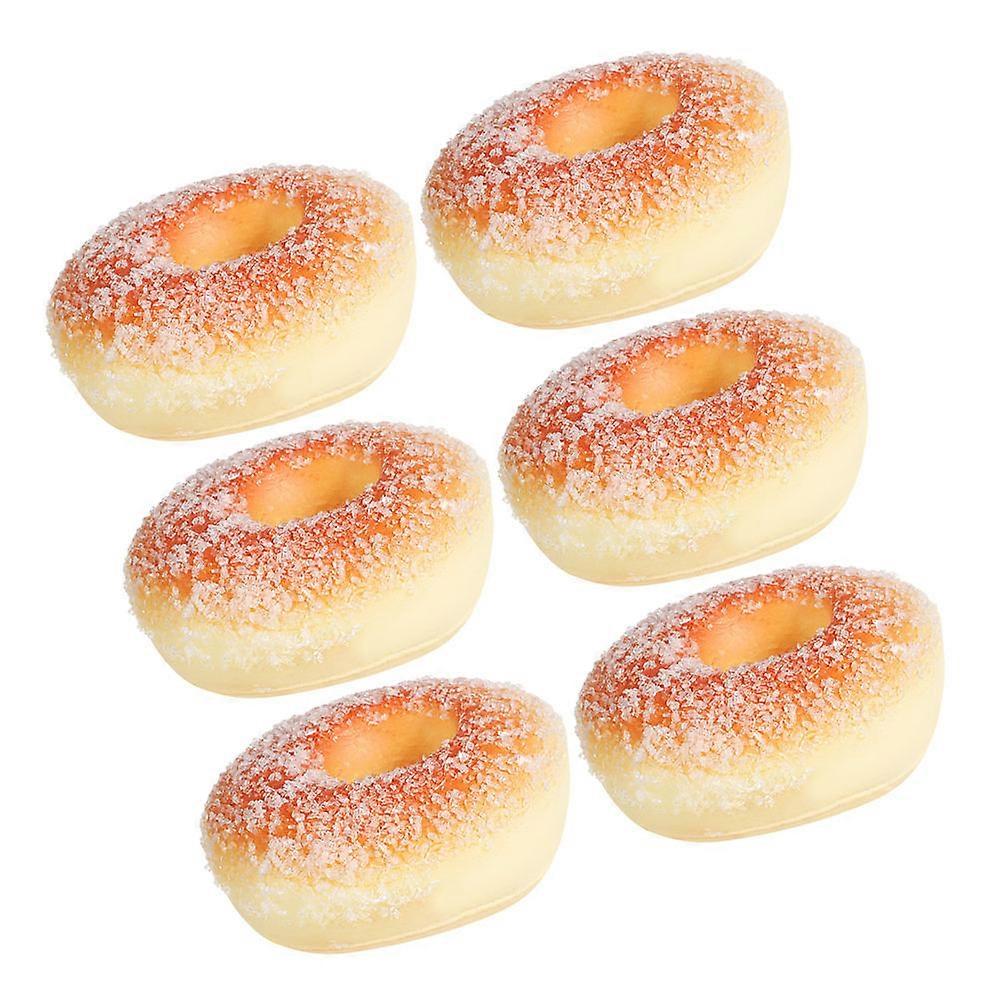 Chocolate PU Artificial Donuts for Display 6Pcs Realistic Doughnut Props