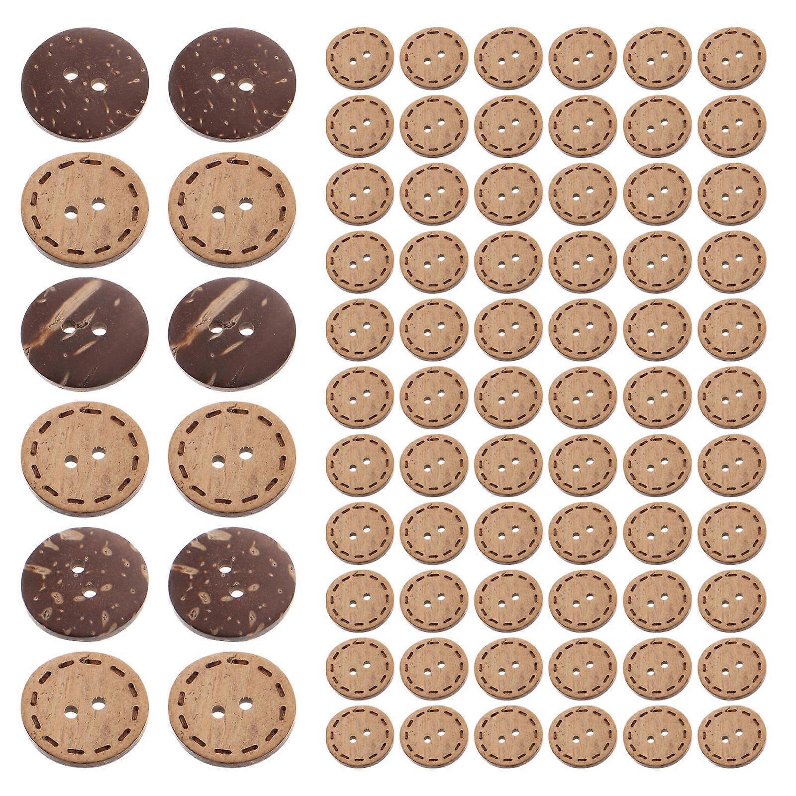 Coconut Button Natural Coconut Shell Buttons for Craft Projects 100Pcs Multi Color