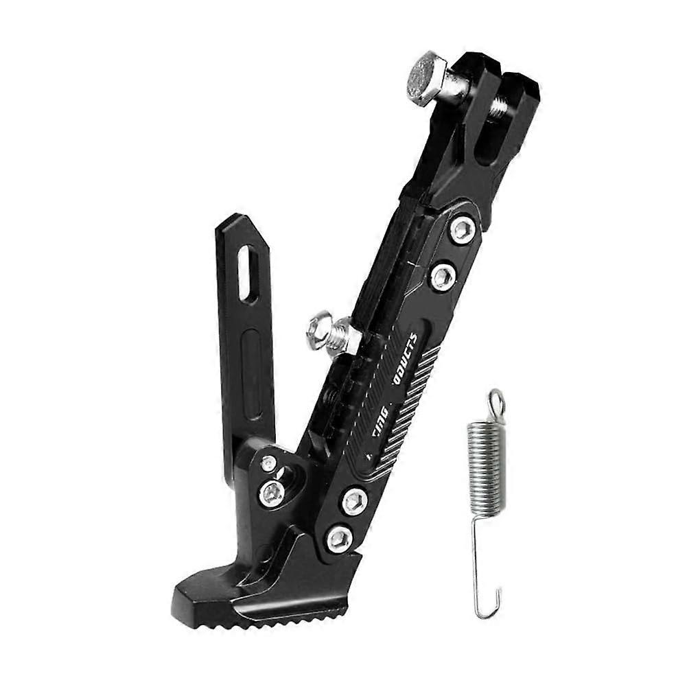 Adjustable Aluminum Alloy Motorcycle Kickstand Side Stand Bracket for Stable Parking Support (Black)