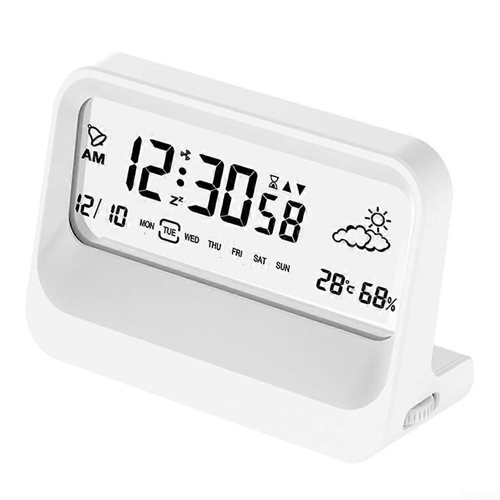 Digital Countdown Timer Clock with Large LCD, 60Minute Countdown, Silent Triple Alarm, Temp and Humidity Display, White