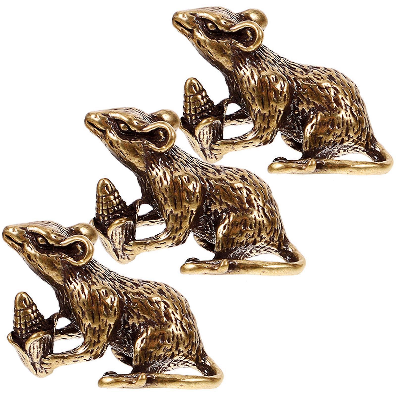 Brass Key Chain Pendant for Decoration 3Pcs Creative Rat Corn Shape Key Ring