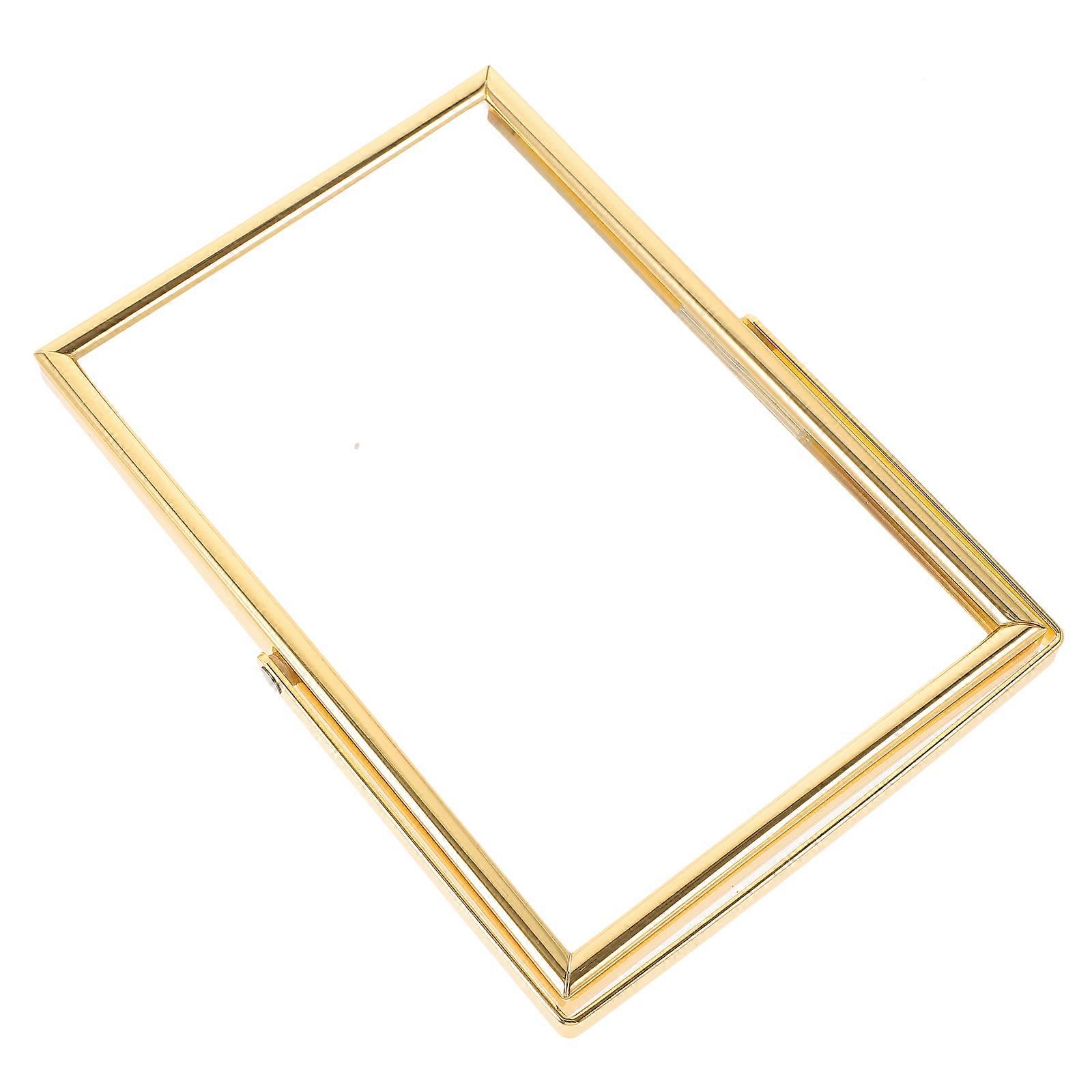 Flower Display Frame Metal for Decor 2Pcs Golden Desktop Holder