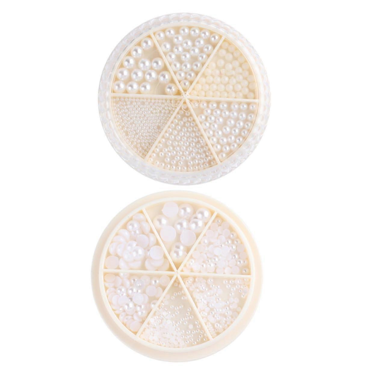 2Pack Mixed Size Nail Art Pearls for DIY 3D Pearl Nail Decorations and Crafting