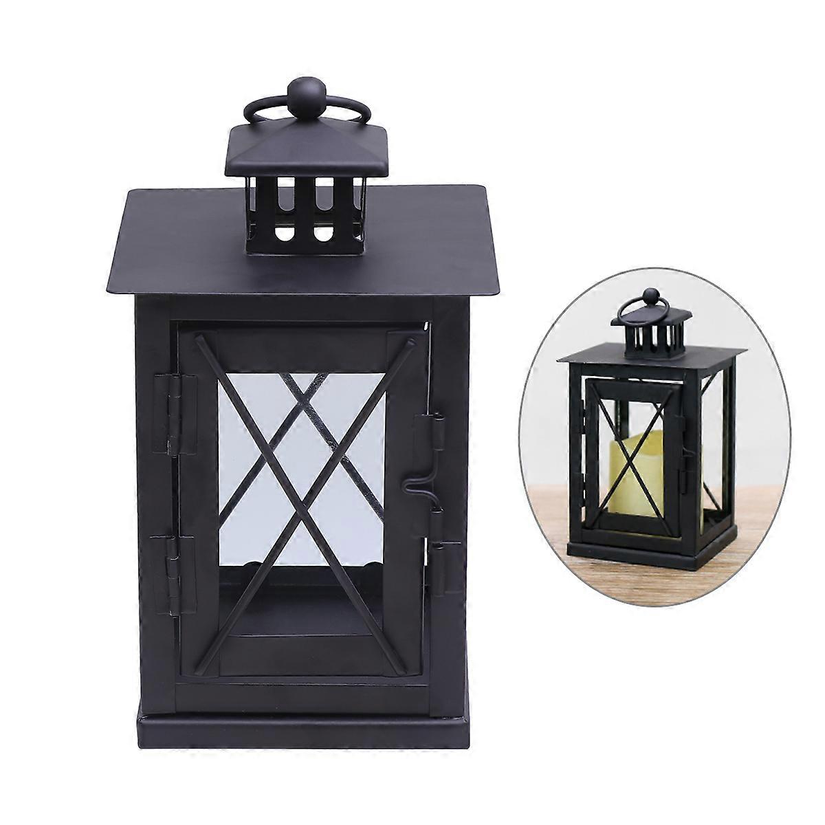 Camping Lamp Wrought Iron Retro Floor Windproof Candle Table Lamp 2Pcs