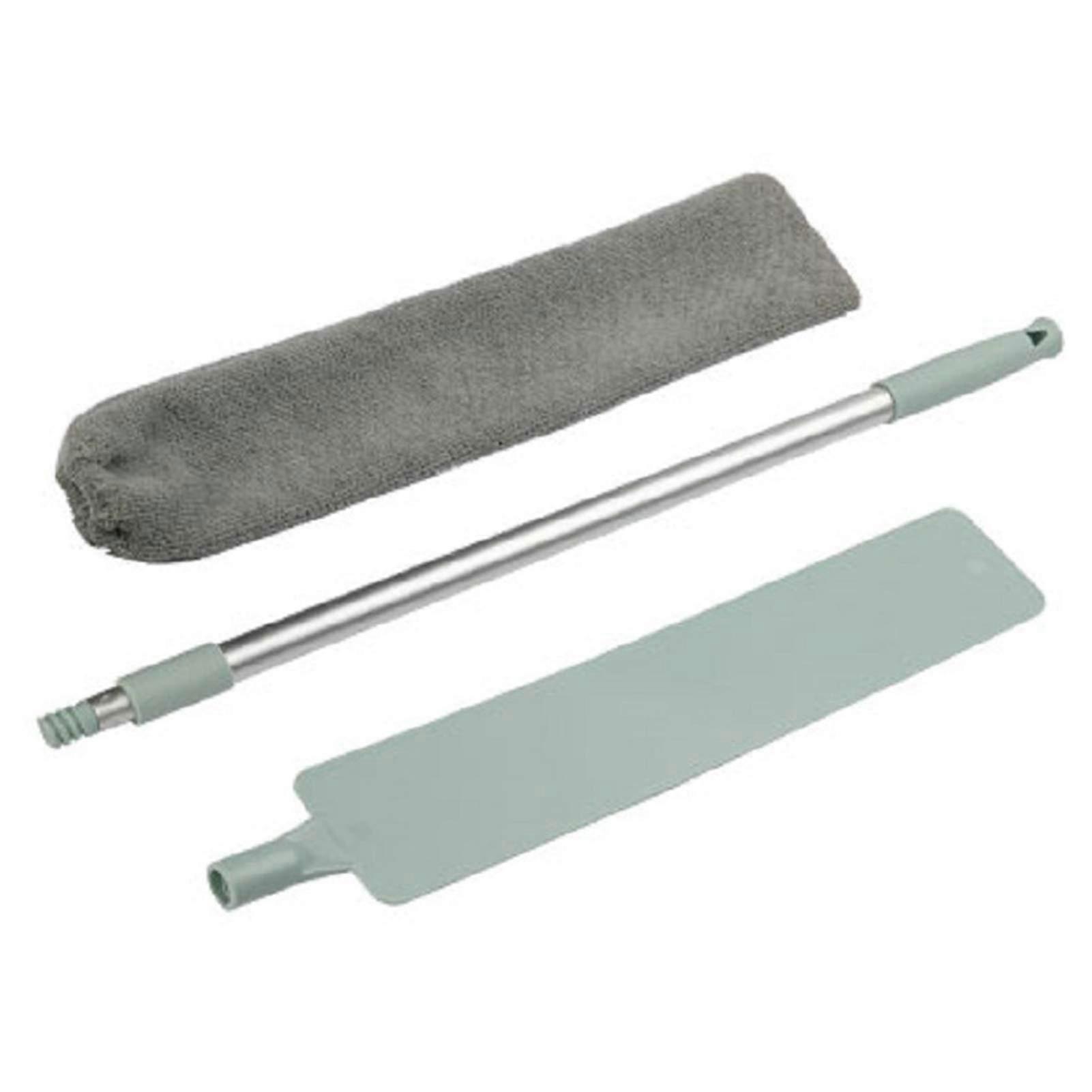 Telescopic Cleaning Brush with Retractable Long Handle and Washable Microfiber Mop Head Blue