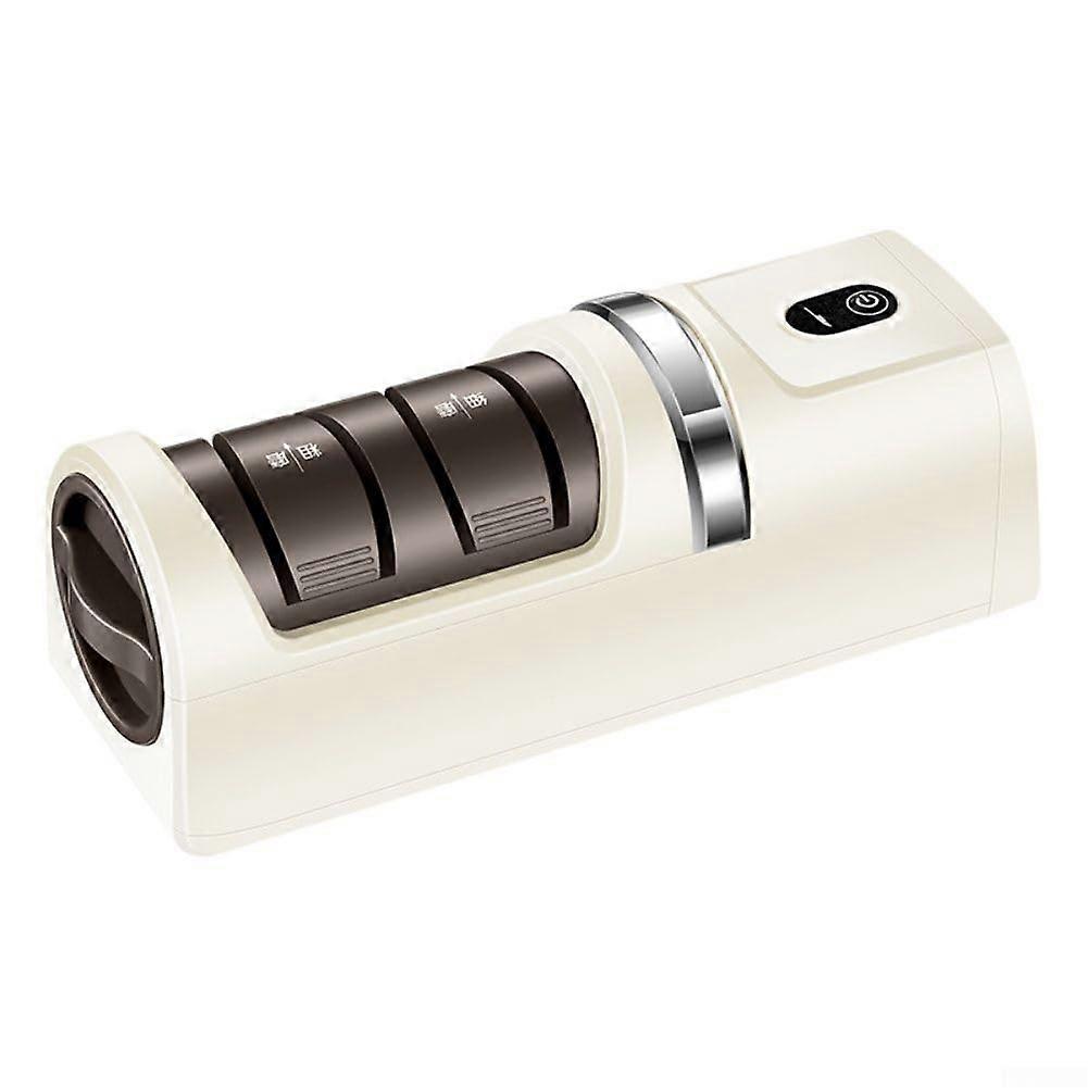 Electric Knife and Scissors Sharpener with Dual Slots for All Blade Types, Beige