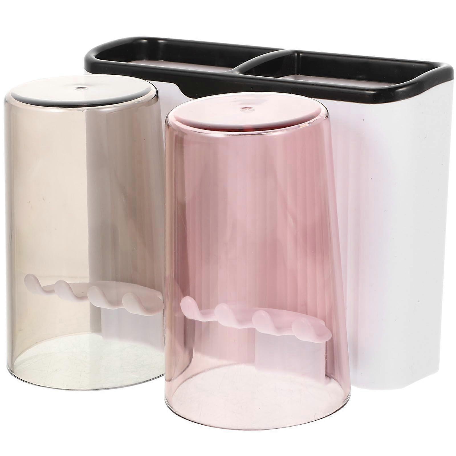 Wall Mounted Toothbrush Holder with Cup, No Drilling Bathroom Organizer for SpaceSaving Storage Ref: 3992