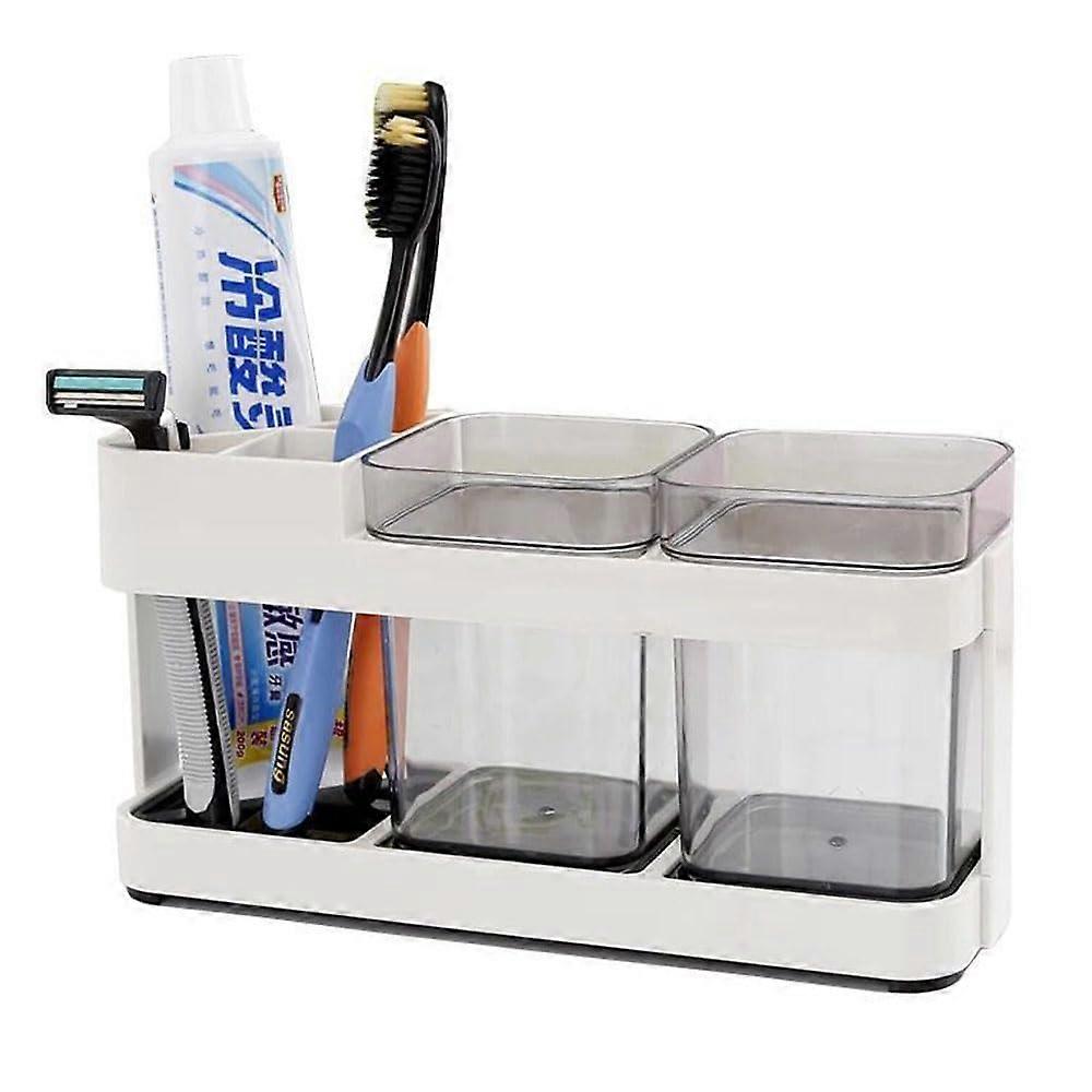 Bathroom Toothbrush Holder with Cups, SpaceSaving MultiToothbrush and Toothpaste Organizer Set
