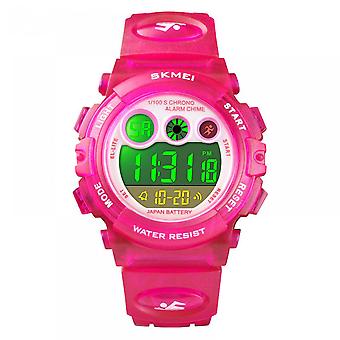 Veeki Kids Digital Sport Watch, Waterproof Electronic Multi Function Casual Outdoor Watches , 7 Colorful LED Luminous Alarm Stopwatch Wristwatch(rose 