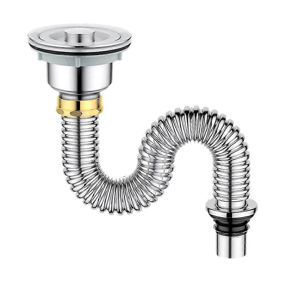 Kitchen Sink Strainer with Stopper, Stainless Steel Odor Drain Pipe, Easy Install
