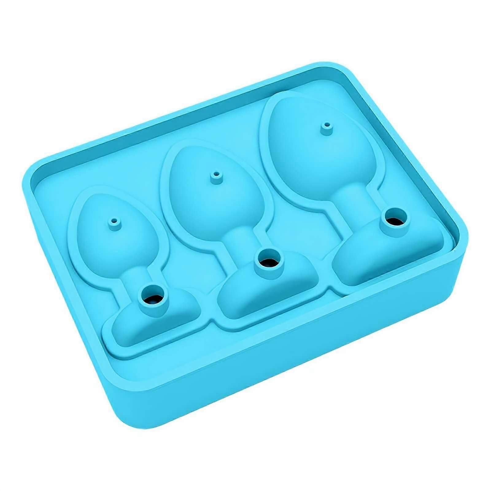 Ice Cube Tray with Lid Silicone Freezer Mold Leakproof Stackable Large Compartments Blue