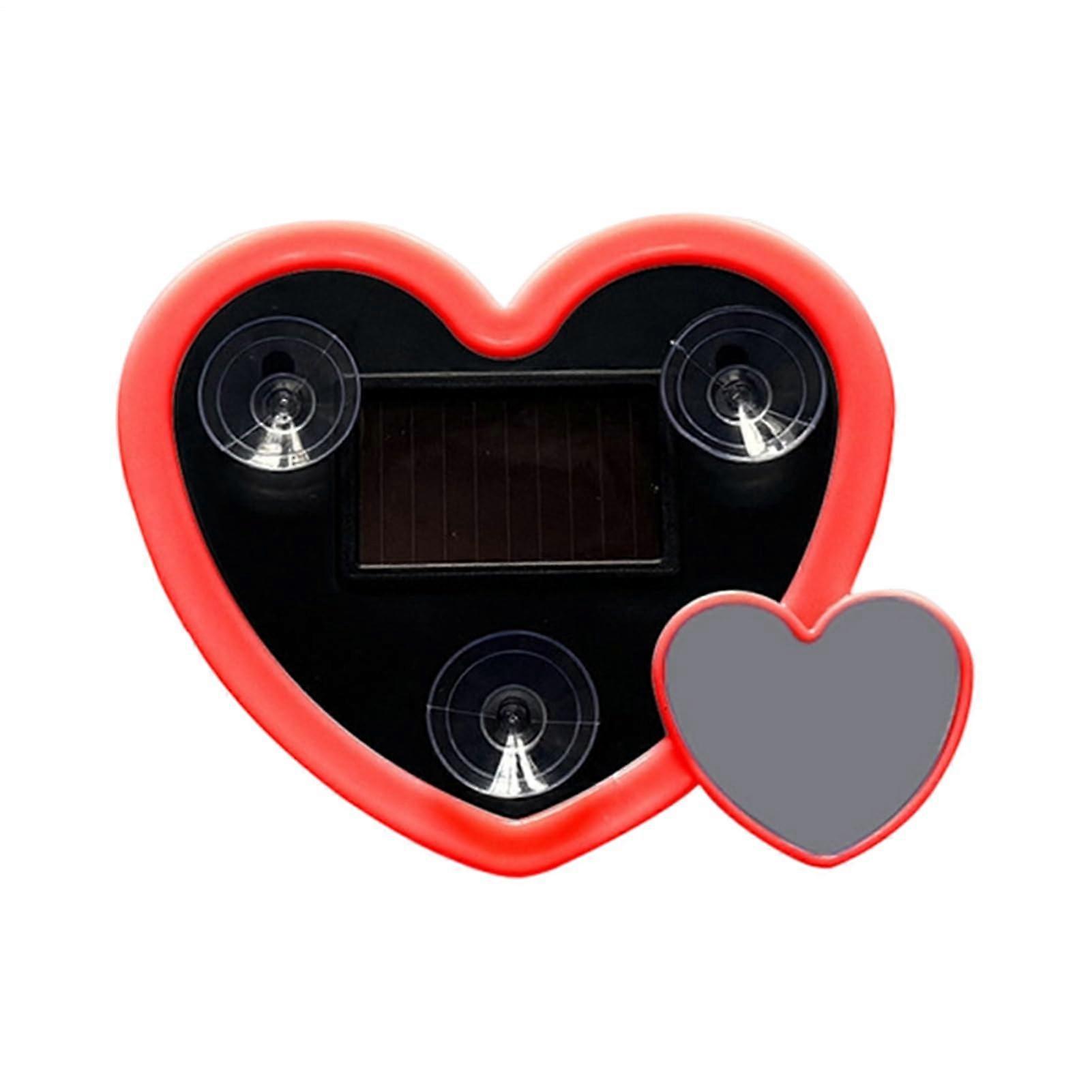 Car Interior LED Lights Solar Heart Shaped Window Lamp with Romantic Glow and Multiple Modes Red
