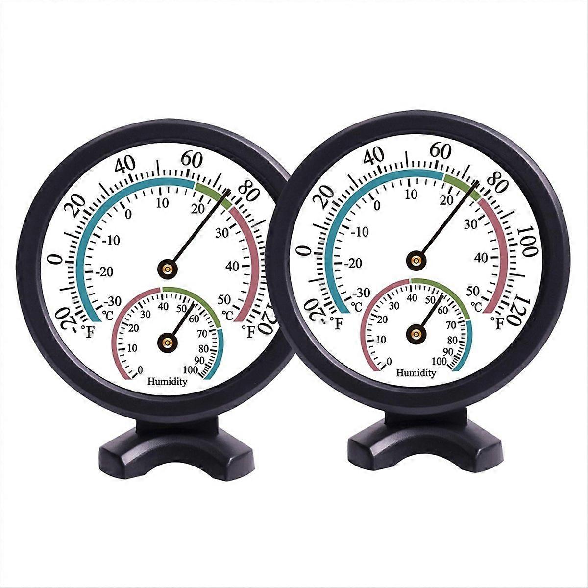 2PCS Mini Indoor Thermometer Hygrometer for Wall, Black