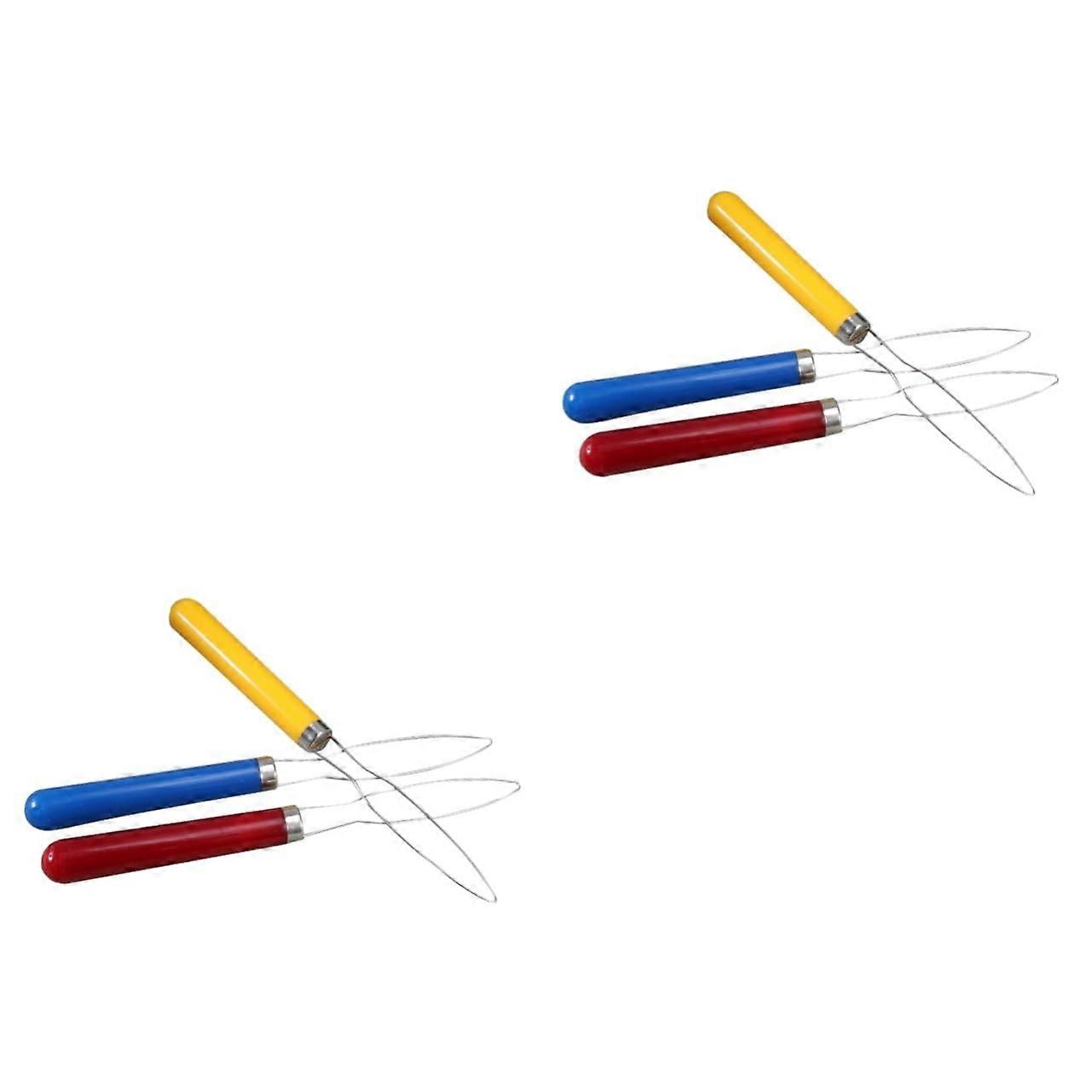 Button Hook Aid with Ergonomic Wooden Grip for Elderly Dressing Assistance, 2 Sets