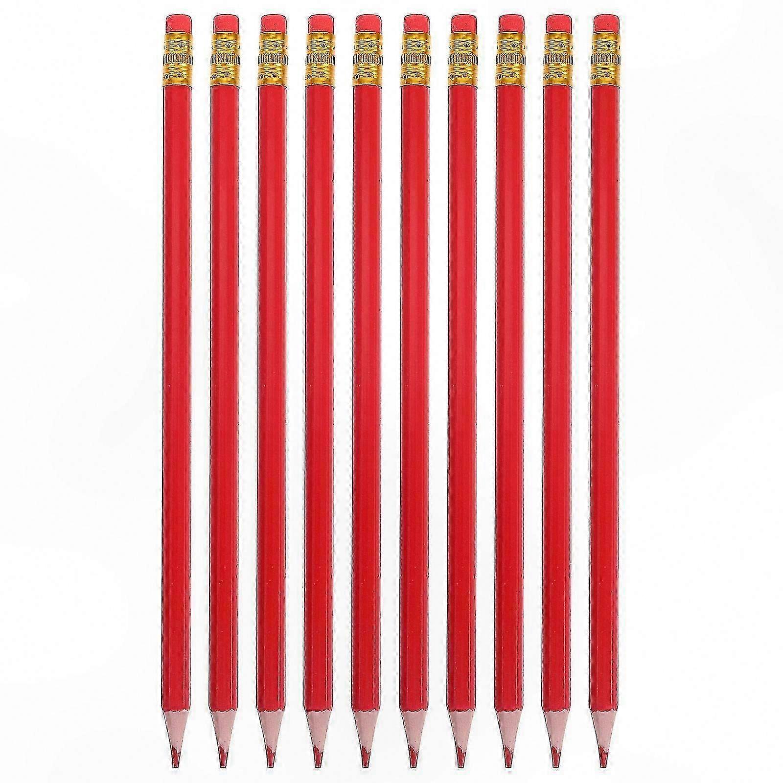 12-Pack Red Pencils with Erasers for Drafting, Coloring, Testing, and Corrections