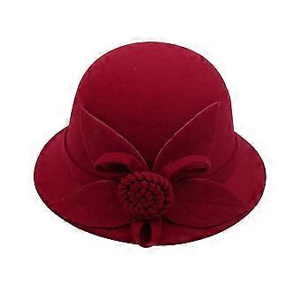 Fedora-Hüte für Damen, Herbst/Winter, Blumenmuster, Fascinator-Hüte, lässig-elegant, Woll-Bowler-Hut, Fischerhut