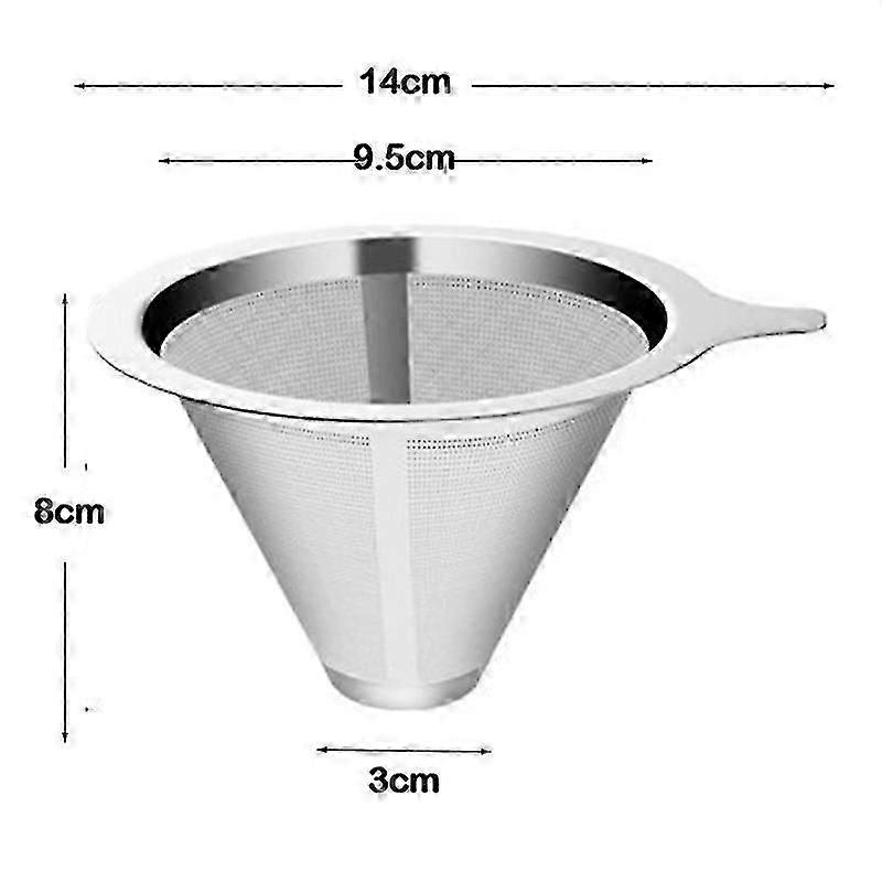 Pour Over Coffee Filter Compatible for Hario V60 - Reusable Double Layer 304 Stainless Steel Mesh medium No base